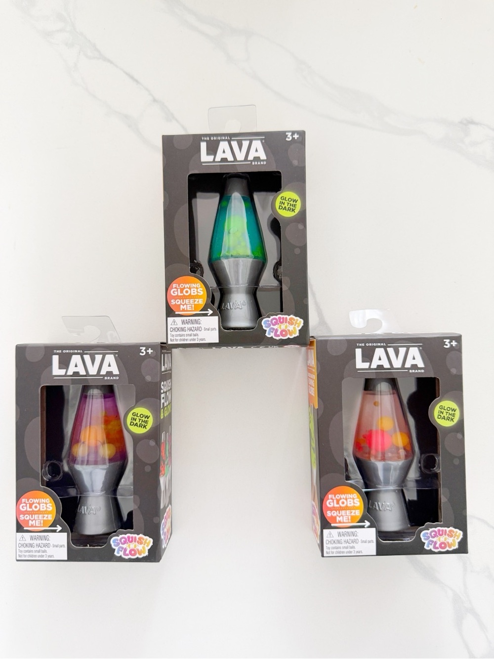 Viral The Original LAVA Squish N Flow Full Set of 3 Rare Glow in the Dark